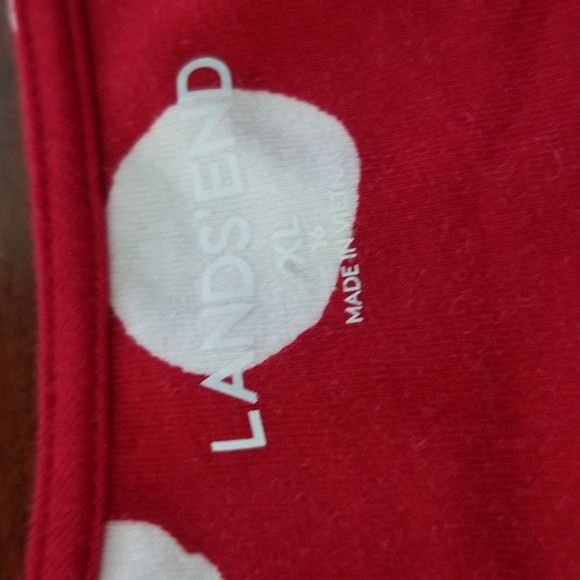 BN LANDS END RED AND WHITE POLKA DOT LONG SLEEVED DRESS XL - Picture 4 of 4